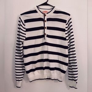 As Is Brooks Brothers men's sweater size S white and navy blue stripes